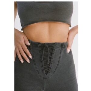 joah brown lace up jogger - BLACK